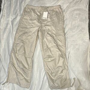 Kensie Cream Parachute Pants Lightweight Relaxed Fit